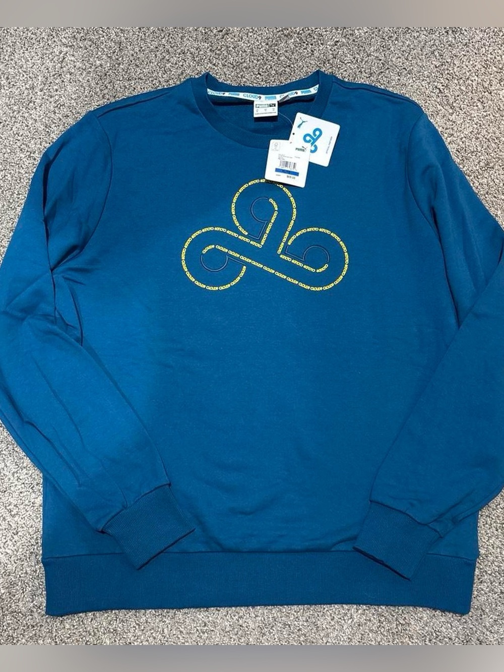 Puma Teal Crewneck Sweatshirt with Yellow Logo
